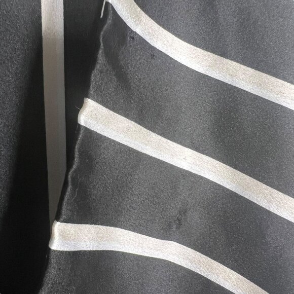 Missguided Black White Stripe Satin Long Sleeve Front Tie Top 10 - Picture 8 of 12